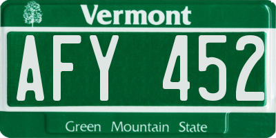VT license plate AFY452
