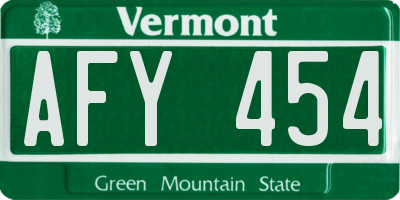 VT license plate AFY454