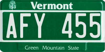 VT license plate AFY455