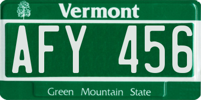 VT license plate AFY456