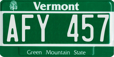 VT license plate AFY457
