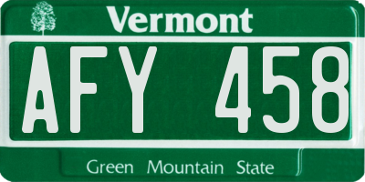 VT license plate AFY458