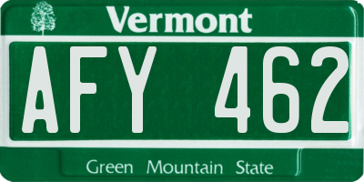 VT license plate AFY462