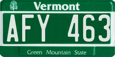 VT license plate AFY463