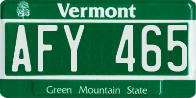 VT license plate AFY465
