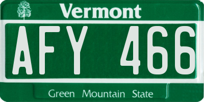 VT license plate AFY466