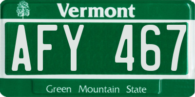 VT license plate AFY467