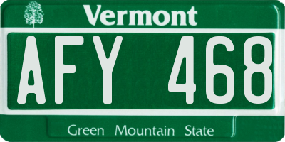 VT license plate AFY468