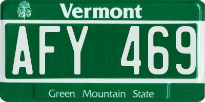 VT license plate AFY469