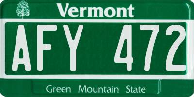 VT license plate AFY472