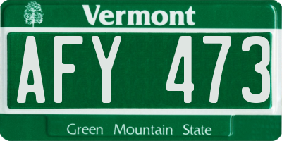 VT license plate AFY473