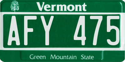 VT license plate AFY475