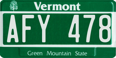 VT license plate AFY478