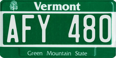 VT license plate AFY480