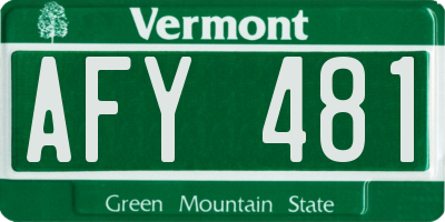 VT license plate AFY481