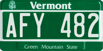 VT license plate AFY482