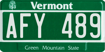 VT license plate AFY489