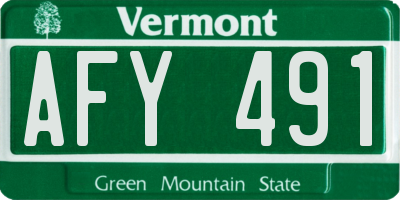 VT license plate AFY491