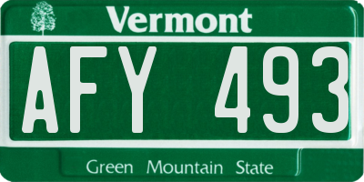 VT license plate AFY493