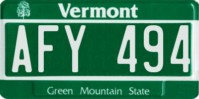 VT license plate AFY494