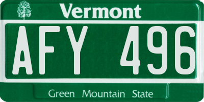 VT license plate AFY496