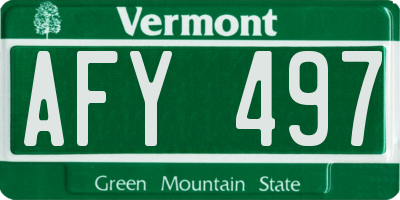 VT license plate AFY497