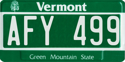 VT license plate AFY499