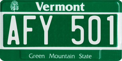 VT license plate AFY501