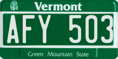 VT license plate AFY503