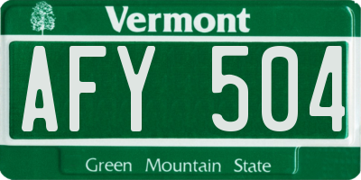 VT license plate AFY504