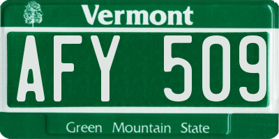 VT license plate AFY509