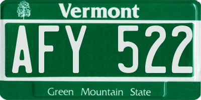 VT license plate AFY522