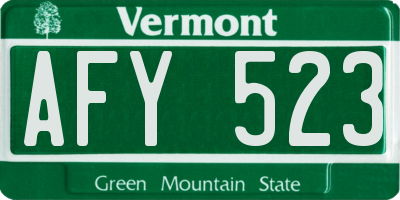 VT license plate AFY523