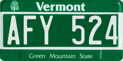 VT license plate AFY524