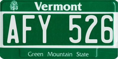 VT license plate AFY526