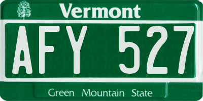 VT license plate AFY527