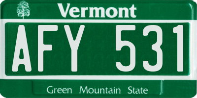 VT license plate AFY531