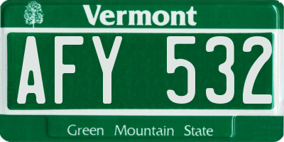 VT license plate AFY532