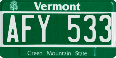 VT license plate AFY533