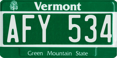 VT license plate AFY534