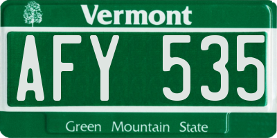 VT license plate AFY535