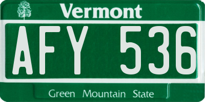 VT license plate AFY536