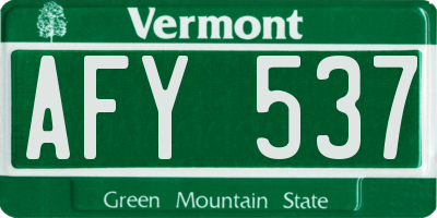 VT license plate AFY537