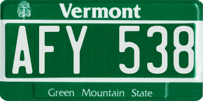 VT license plate AFY538
