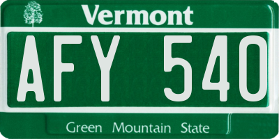 VT license plate AFY540