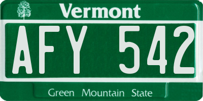 VT license plate AFY542