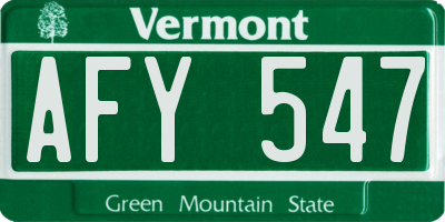 VT license plate AFY547