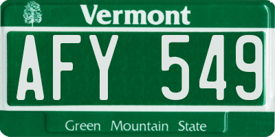 VT license plate AFY549