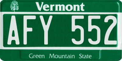 VT license plate AFY552