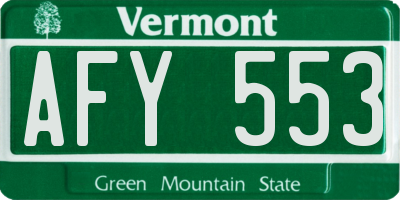 VT license plate AFY553